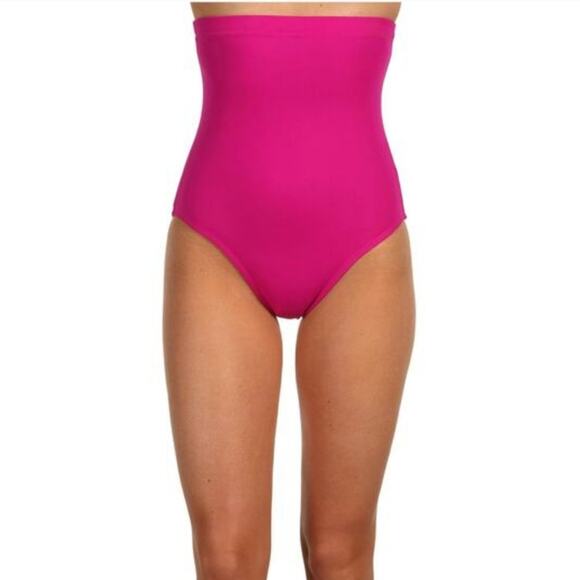 NEW Spanx High Rise Core Control Shaping Coverage Swim Suit Bottom Berry - Picture 1 of 8